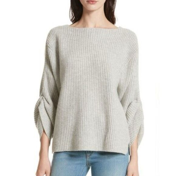 Brochu Walker Reva Boatneck Cashmere Wool Blend Sweater in Grey Melange Size M - Picture 1 of 6